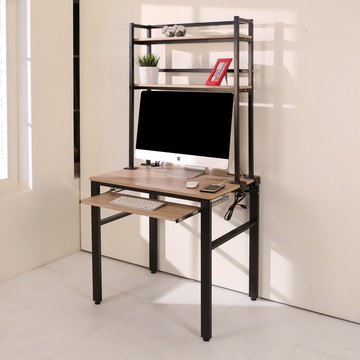 【BuyJM】低甲醛防潑水附層架鍵盤80公分電腦桌