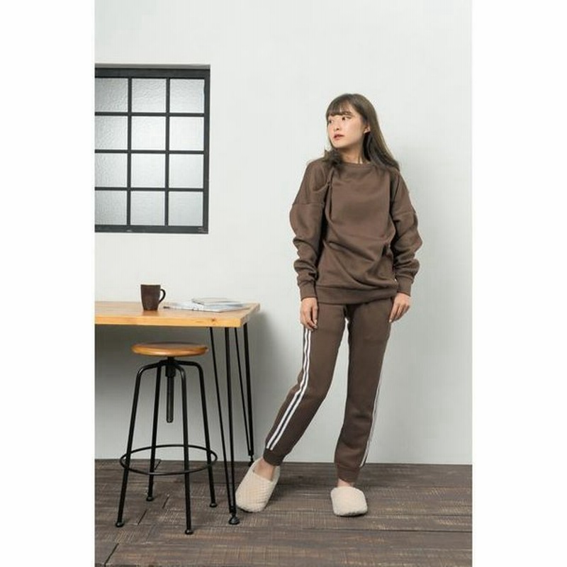 チョコ M L レディース ルームウェア 上下セット 長袖 通販 ラインパンツ プルオーバー トレーナー パジャマ 冬 秋冬 スウェット 上 通販 Lineポイント最大get Lineショッピング