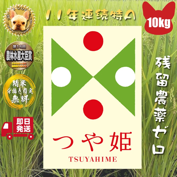 山形県産 つや姫 10kg 残留農薬ゼロ 玄米 精米無料