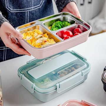 304不銹鋼保溫飯盒便攜學生上班族帶飯盒微波爐加熱分隔便當盒