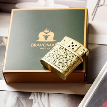 [快速出貨]【BRAVOMART HOME】 銅殼復古時尚槍金銅黃單面雕花 煤油打火機  生日禮物 送禮推薦 男生禮物 天蠍座 射手座 禮物獨家 新品上市 交換禮物