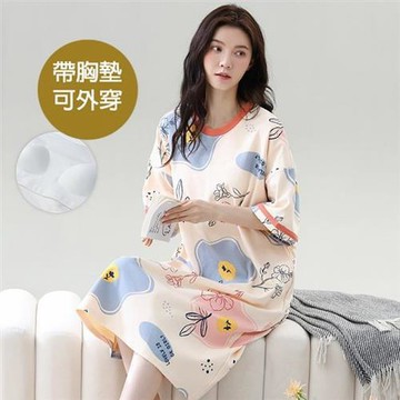 【韓國K.W.】韓國空運復古高貴莫代爾洋裝(居家服/家居服/睡衣/睡裙/涼感睡衣)FY6863