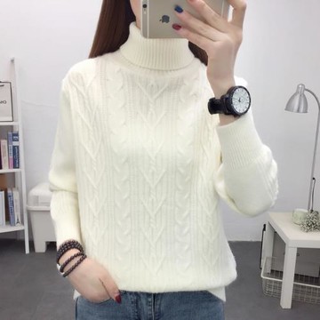 高領加厚保暖套頭毛衣女2023新款麻花針織打底衫短款內搭洋氣百搭