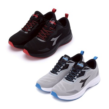 DIADORA迪亞多那 寬楦輕量慢跑鞋 男運動鞋 男鞋 簡約 時尚 透氣 徘濕 散熱 保護後跟 止滑 穩定 黑紅 灰藍