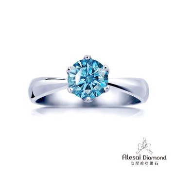 Alesai 艾尼希亞鑽石 藍色鑽石 1克拉 六爪鑽戒 培育鑽石 (3EX 車工 藍鑽 FANCY VIVID BLUE)