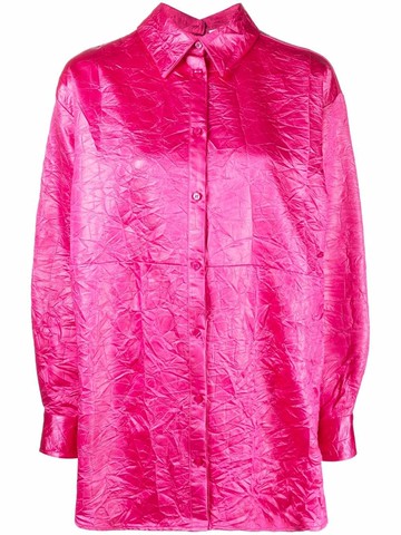MSGM - crinkled-effect oversized shirt - women - Acetate - 38 - Pink