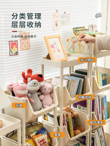 書桌收納置物架桌邊書架兒童書本整理神器桌面盒子帶輪書立落地柜