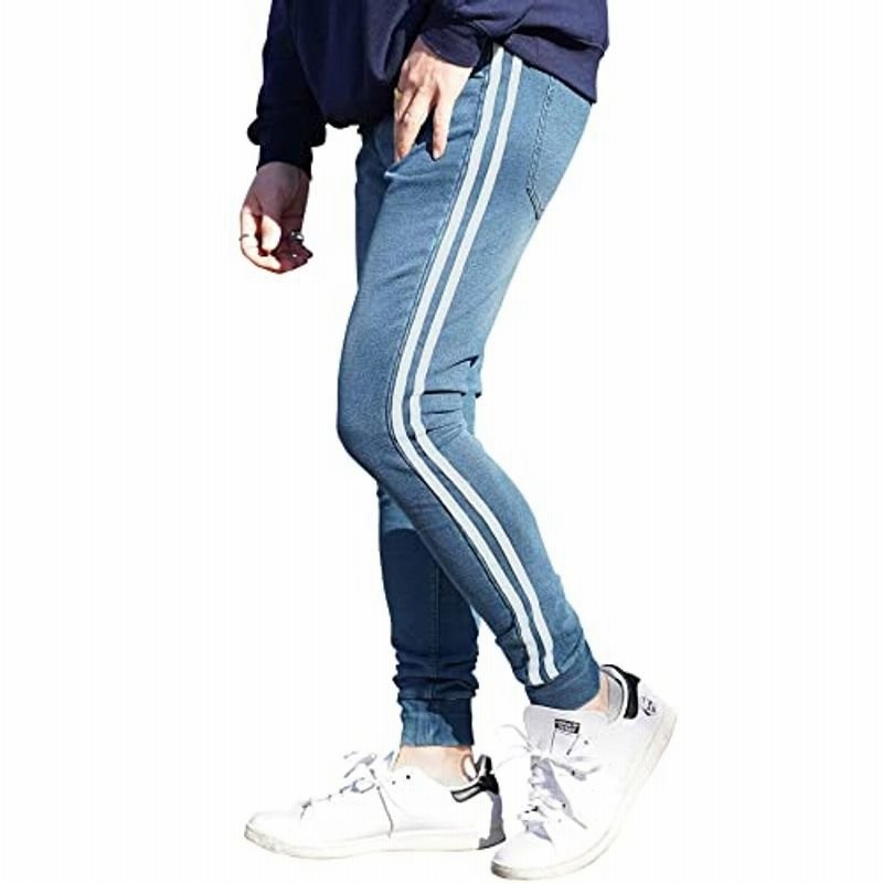 Jiggys Shop ジギーズショップ スウェットデニム ジョガーパンツ メンズ スウェットパンツ ストレッチ デニム スリム ブルー2ライン 通販 Lineポイント最大get Lineショッピング