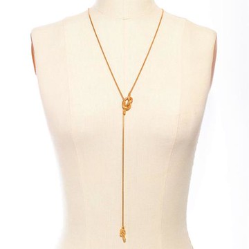 RJ New York 復古黃銅刷舊水手結毛衣長項鍊(金色)