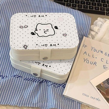 ✅日文小貓咪首飾盒精緻戒指耳釘收納盒抗氧化大容量飾品盒子便攜【台灣出貨】