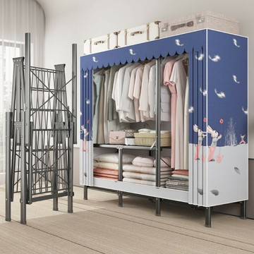 【簡易衣櫃免安裝】全鋼架佈衣櫃 大容量佈衣櫃 防塵衣櫃免安裝 折疊衣櫃 家用臥室簡易布衣櫃出租房用鋼架布藝衣櫥結實耐用