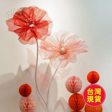 【高級感落地仿真花】大型真絲花 婚禮引路花 結婚布置假花 網紅立體真絲花 櫥窗展示裝飾擺件 派對裝飾花 立體褶 假花 婚