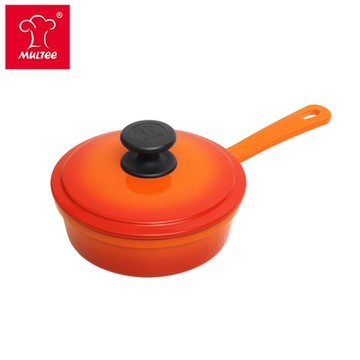 MULTEE摩堤_鑄鐵鍋 16cm鑄鐵單柄煎鍋 (醬汁 果醬 熱牛奶 平底 防疫 在家煮)