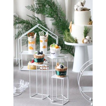 森系婚禮白色甜品臺展示架冷餐茶歇點心蛋糕架套裝生日蛋糕盤擺臺