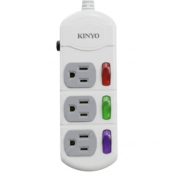Kinyo 3開3插延長線 3孔  1個  1.8m  白色