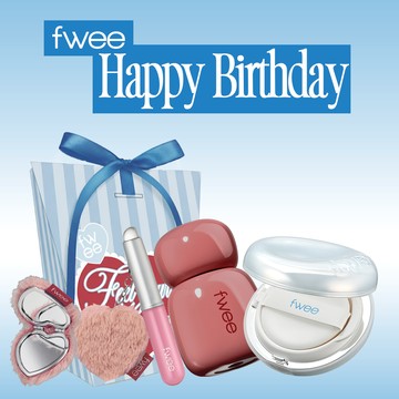 快速出貨【fwee】生日快樂💙玻璃光感氣墊粉底 Original ver.+玫瑰心動鎖色唇露+極細唇刷+玫瑰毛毛鏡(獨家禮盒)