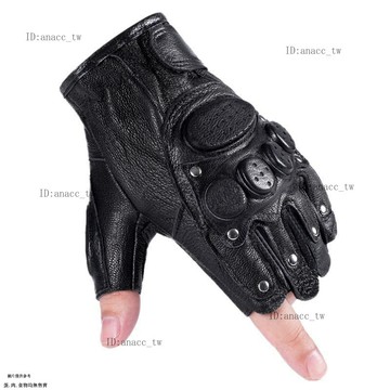 真皮半指手套男戶外運動防滑透氣無指手套露指外賣快遞員騎行裝備