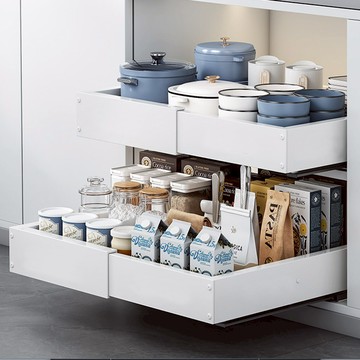 【AOTTO】免打孔自由伸縮廚房下水槽抽屜置物架(KC-006)