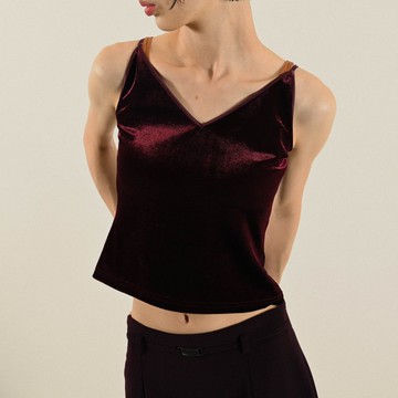 【NaSuBi Vintage】光緞天鵝絨細肩帶古著背心