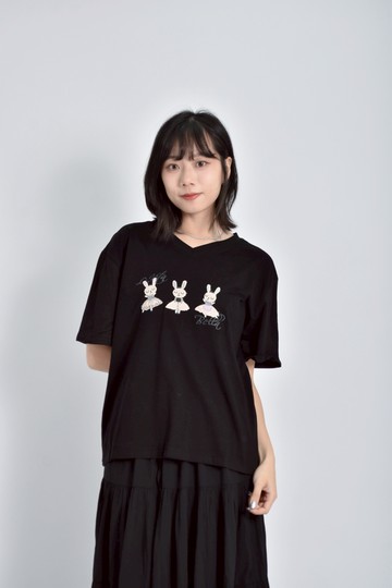 加購優惠(L) tui bianV領黑色短袖上衣