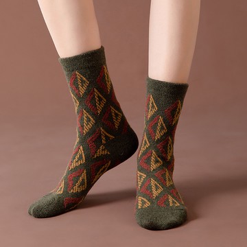 女襪 菱格襪子女 韓國ins潮 秋冬 復古英倫風 學院甜美百搭拼色 羊毛中幫襪