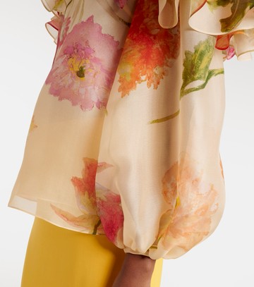 Carolina Herrera Floral off-shoulder silk organza top