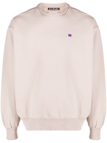 Acne Studios - face patch crew-neck sweatshirt - unisex - Organic Cotton - S - Neutrals