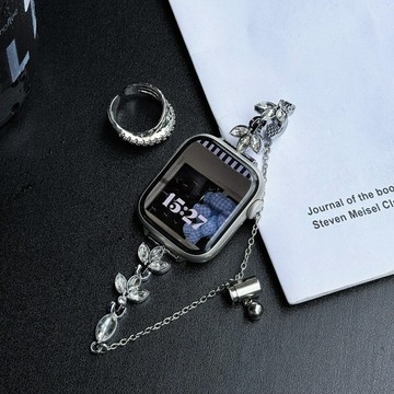 小香風 花朵鑽石錶帶  適用 Apple Watch S11 10 9 8 7 6 5 SE3 Ultra 替換手錶帶