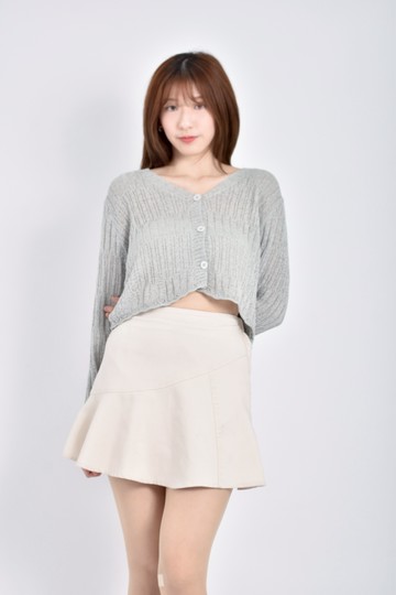 (M) 【作珩私服】修身短版質感針織灰色長袖上衣