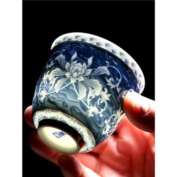 景德鎮青花瓷茶杯 陶瓷小茶杯單杯主人杯 功夫茶具茶盞茶碗品茗杯