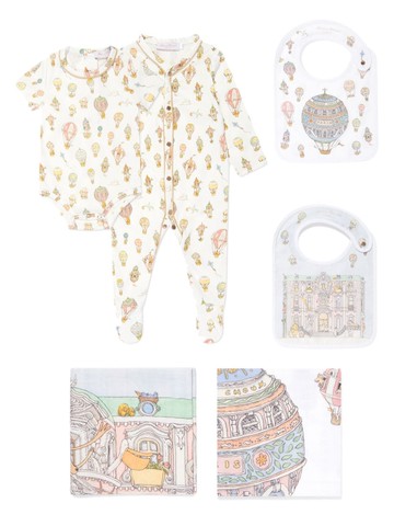 Atelier Choux - balloon print pyjamas, romper, blankets and bibs set - kids - Organic Cotton - One Size - White