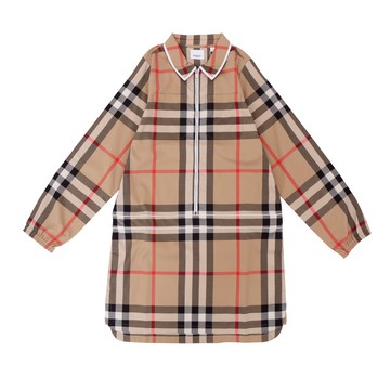Burberry Kids 女童格紋彈性棉質襯衫式洋裝