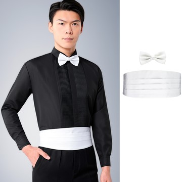 Laifuu拉福，新郎結婚男腰帶腰封領結糾糾-腰封+領結 二件組(純白)