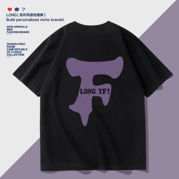 潮牌創意簡約字母印花t恤2026年夏季新款純棉男裝上衣寬松短袖男