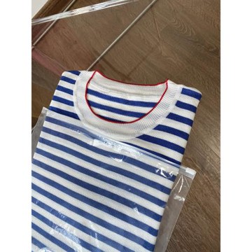 清貨~剪標大牌女裝外單牛貨余單法國條紋上衣天絲針織短袖T恤薄款