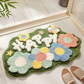 山水花林植絨踏墊