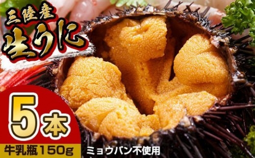 朝獲れ 生うに 牛乳瓶 150g×5本［08］