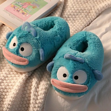 棉拖鞋 毛毛拖鞋 棉拖鞋 毛茸茸 創意保暖拖鞋 絨毛拖鞋 室內拖鞋 丑魚棉拖鞋女士冬季包跟卡通搞怪室內居家情侶厚底