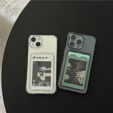 透明卡套卡包手機殼插卡富士拍立得照片卡片僅適用于蘋果16pro保護套簡約耐臟防摔DIY個性小眾復古韓國ins風