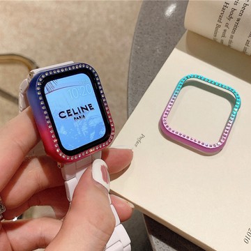 創意漸變水鑽鋁殼 適用於Apple watch錶殼 iwatch保護殼 錶殼 手錶保護殼