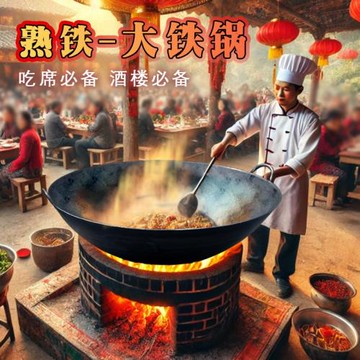 熟鐵老式無涂層大鐵鍋雙耳加厚家用鍋燃氣灶酒席商用廚師中式鐵鍋