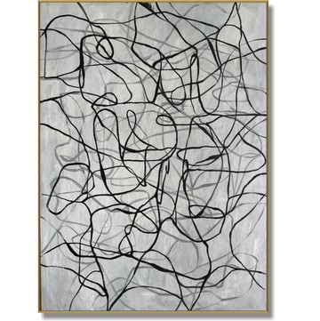 混沌筆畫藝術單色繪畫旋轉圖案藝術幾何繪畫