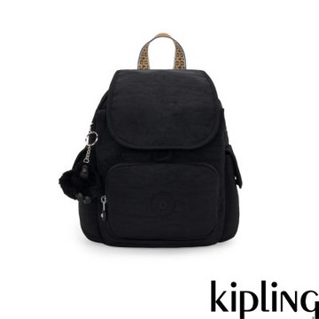 『猴子包』Kipling (網路獨家款)經典老花背帶拉鍊掀蓋後背包-CITY PACK MINI