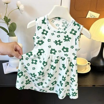 閉眼入~兒童洋裝夏季女童碎花新款公主裙寶寶無袖洋氣夏裝裙子背心裙 女童連衣裙 夏天裙子 中小童公主裙 韓版連身裙 洋裝