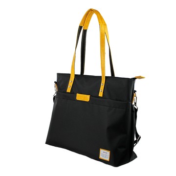 AMINAH-黃色輕量肩背大托特包