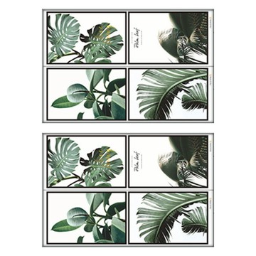 WA. WALL ART 防水PVC 無痕設計壁貼 FX-C197 2張  90 x 30cm  樹葉 白色