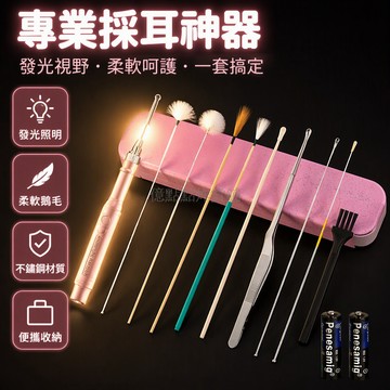 台灣出貨✨ 專業採耳工具套裝 鵝毛棒銀針竹耳勺 家庭醫生級清潔組 10件套舒適型