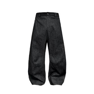 JCAESAR DENIMS 低襠打褶原牛 膝蓋打褶 雙側縫結構線 闊彎刀廓形