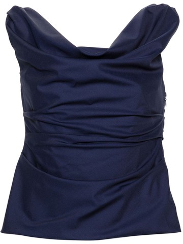 ARMARIUM - draped sleeveless wool top - women - Wool/Cotton - 38 - Blue