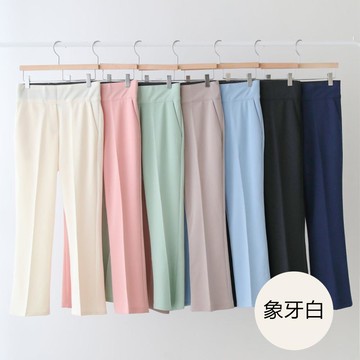 韓國女裝連線 - VETICA 韓製顯瘦小腹收收露腳踝褲-象牙白